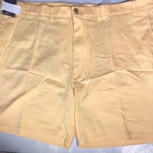 NEW Size 44 Big Mens Roundtree & Yorke Casuals Chino Flat Shorts 9"I Yellow